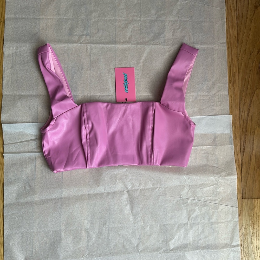 NWT Faux leather crop top